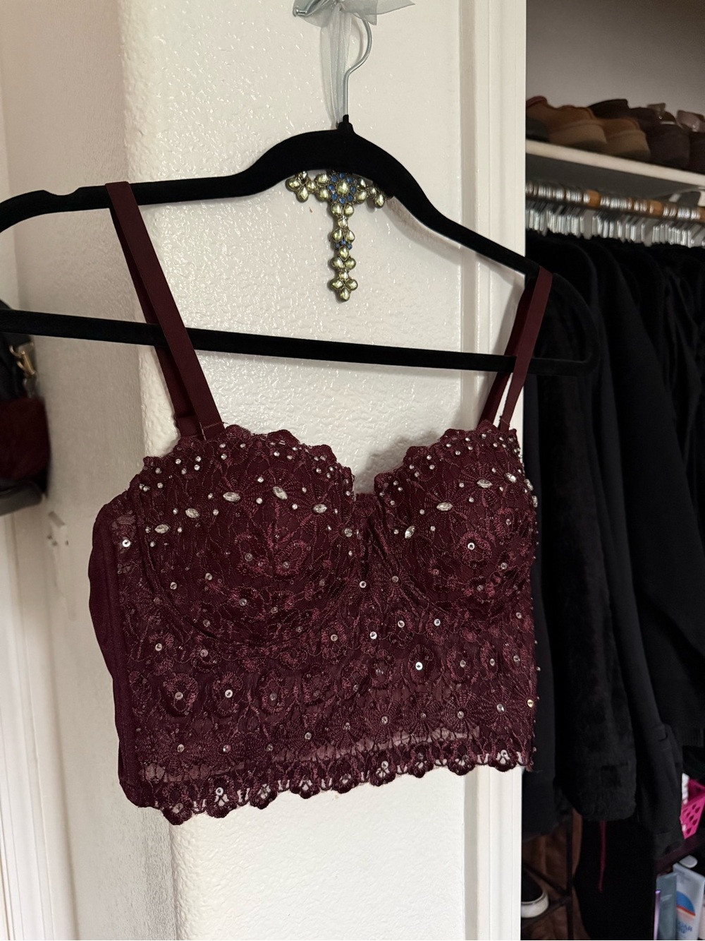 Women’s Corset Crop Top - Burgundy